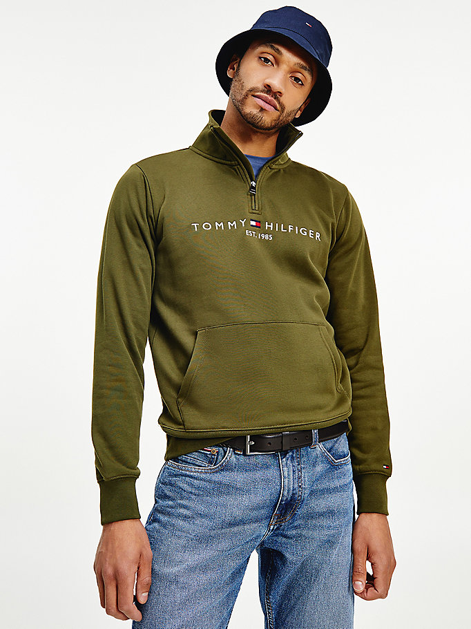 brown logo half-zip sweatshirt for men tommy hilfiger