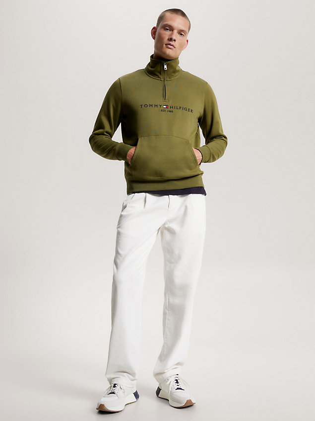 green quarter-zip logo sweatshirt for men tommy hilfiger