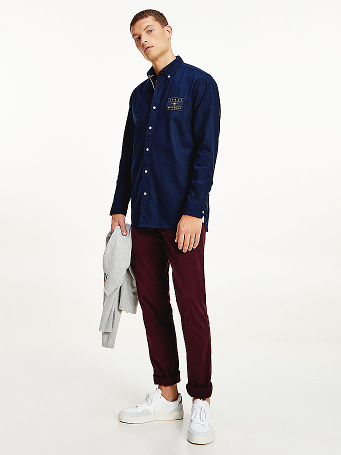 camicia icons relaxed fit blu da uomo tommy hilfiger