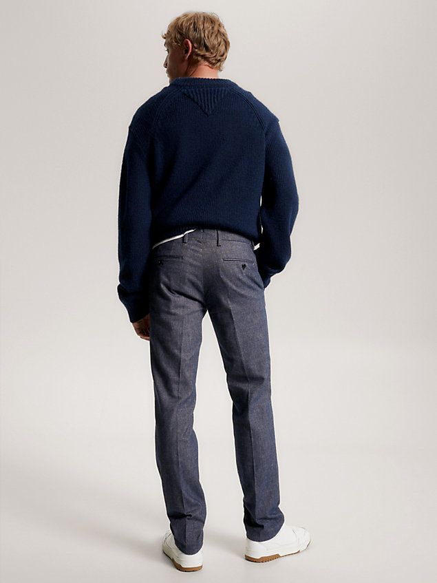 blue denton brushed fitted straight trousers for men tommy hilfiger