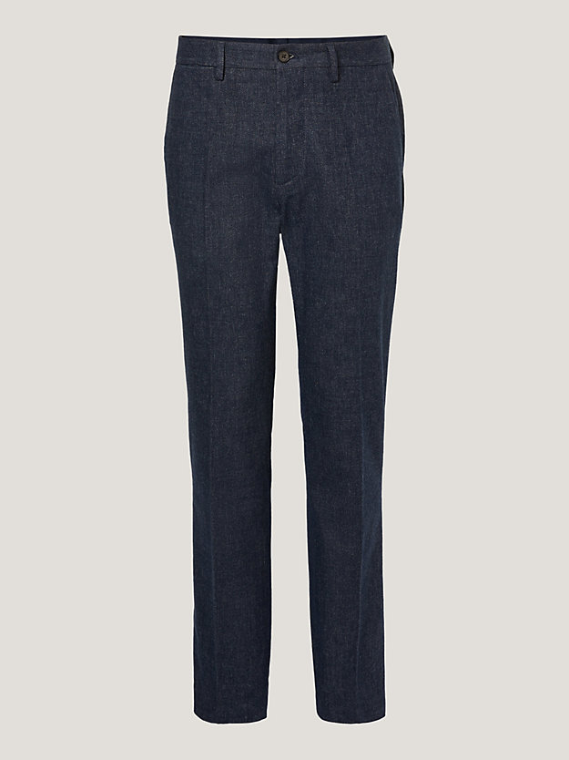 Denton Brushed Fitted Straight Trousers | Blue | Tommy Hilfiger
