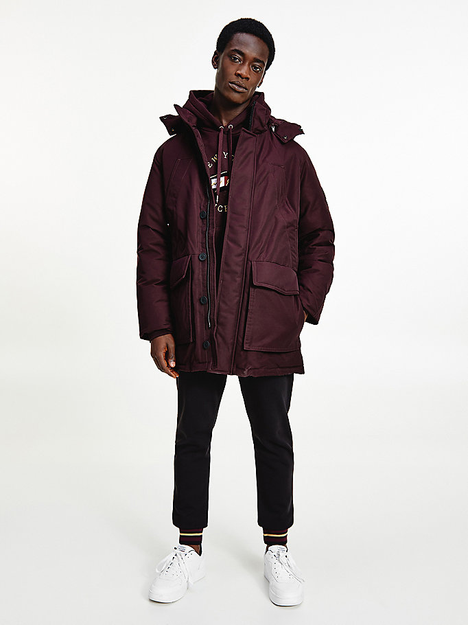 red exclusive down parka for men tommy hilfiger