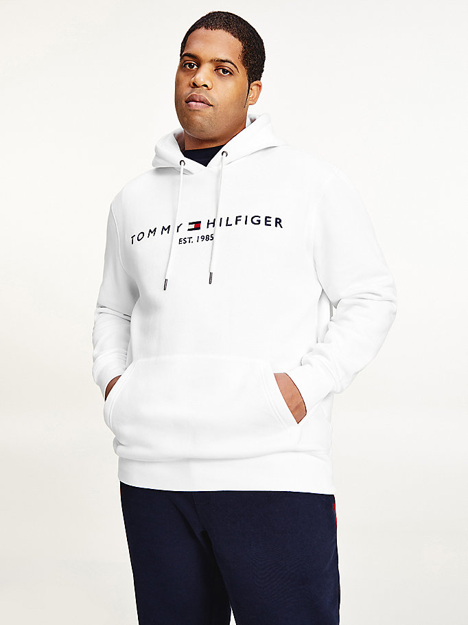 weiß plus hoodie aus flex-fleece mit tommy-logo für men - tommy hilfiger