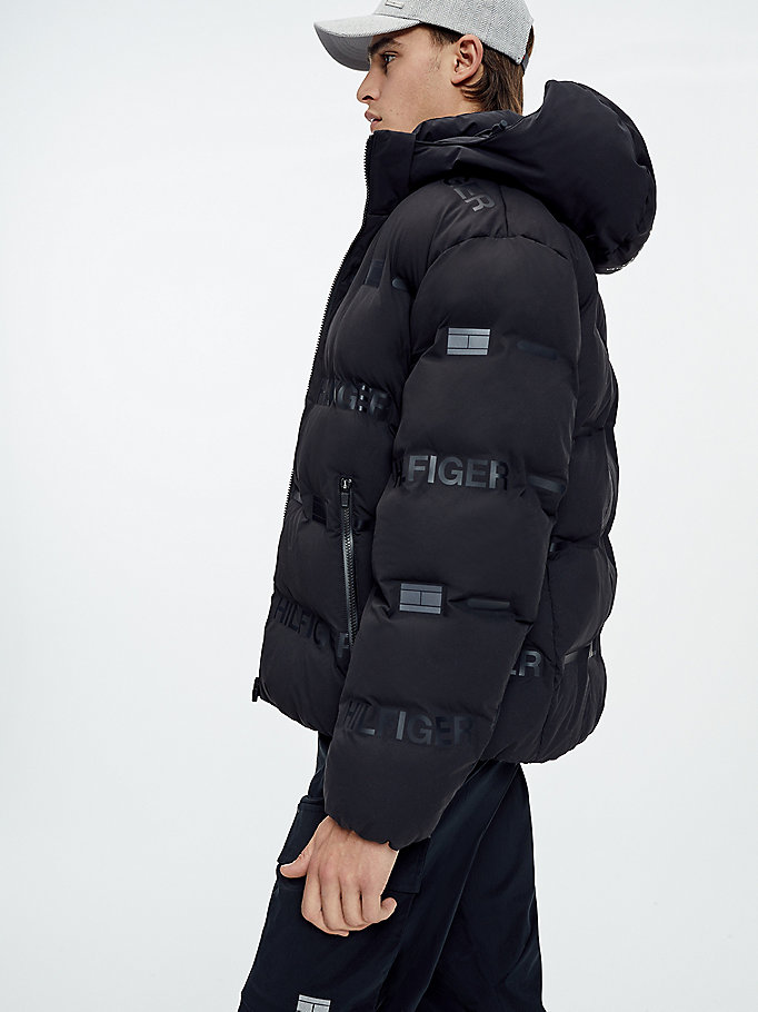black tech essential gore-tex puffer jacket for men tommy hilfiger