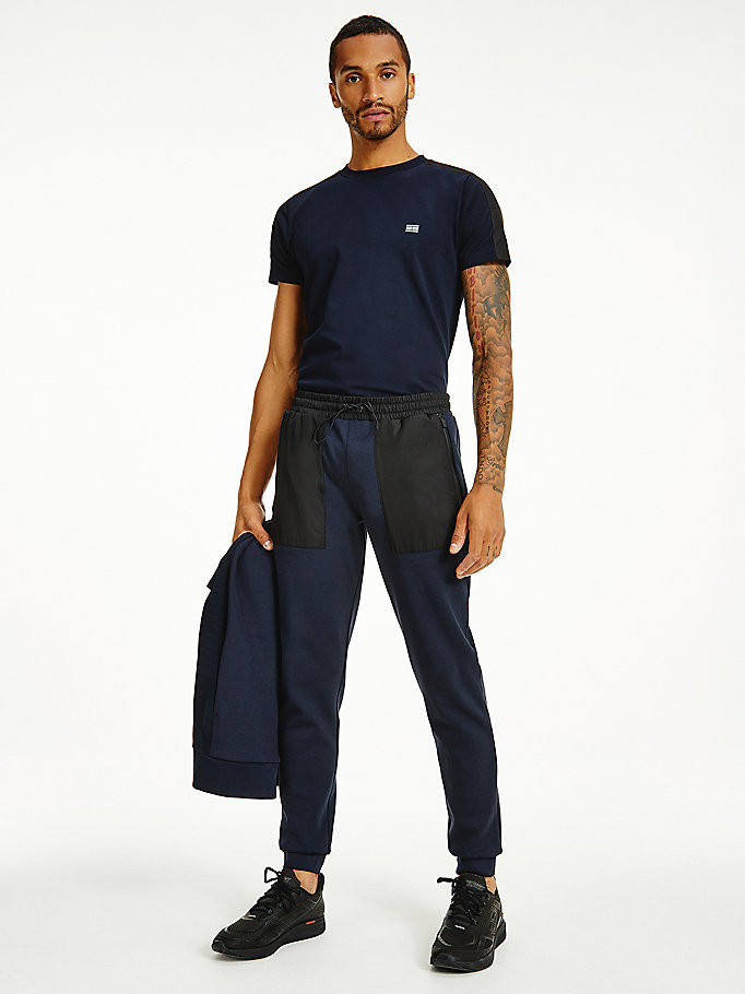 blue th tech essential contrast joggers for men tommy hilfiger