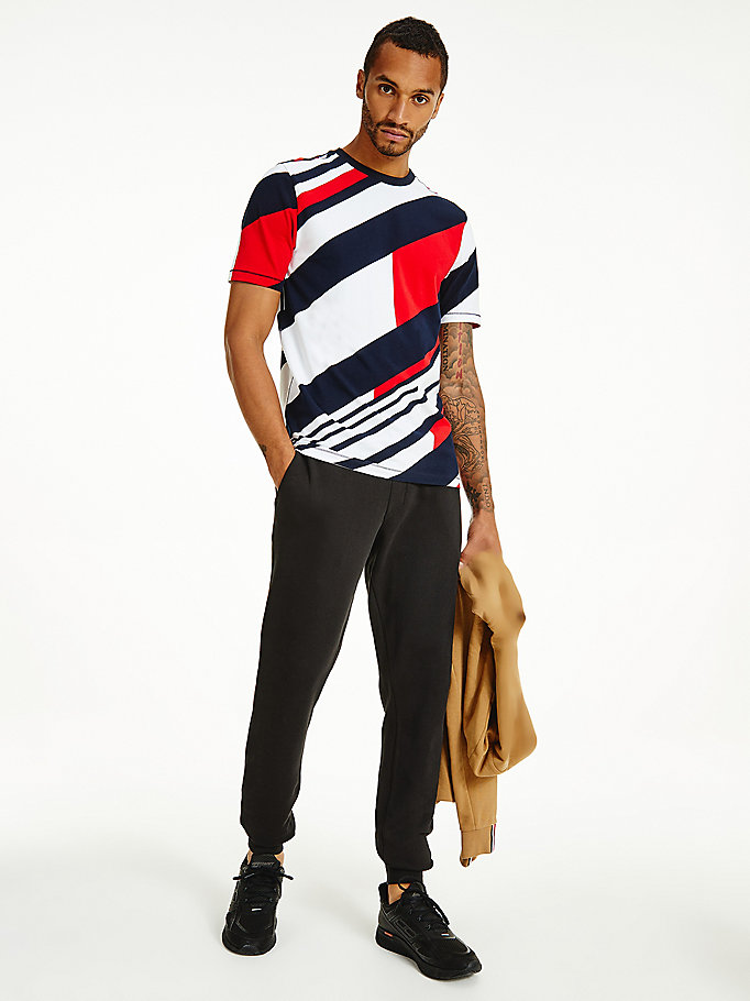 red sport organic cotton t-shirt for men tommy hilfiger