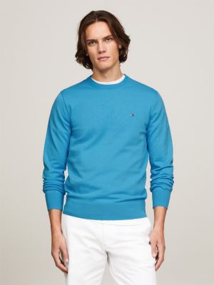 Jersey Tommy Hilfiger Azul Cuello Pico Para Hombre