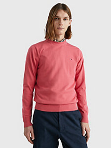 pink 1985 collection flag organic cotton jumper for men tommy hilfiger