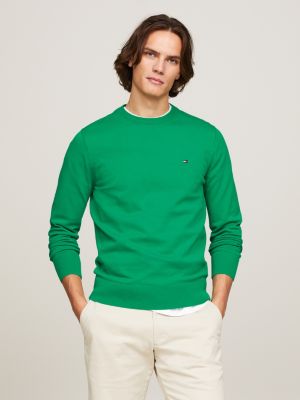 Pull en maille textur e col ras du cou Vert Tommy Hilfiger