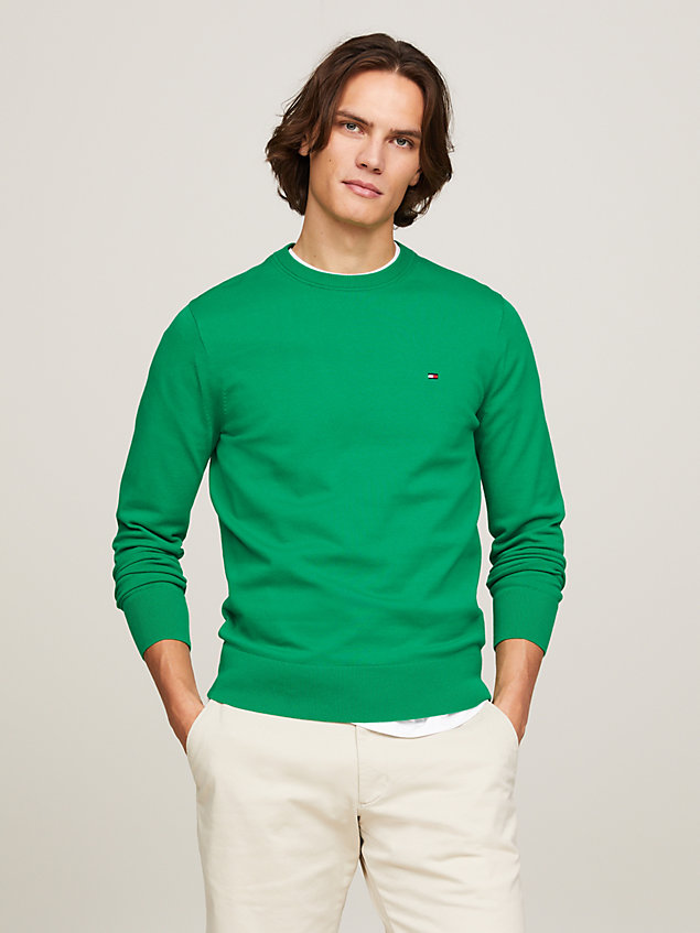 green sweter z okrągłym dekoltem 1985 collection dla mężczyźni - tommy hilfiger