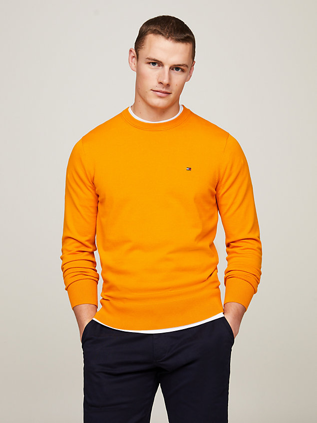 orange sweter z okrągłym dekoltem 1985 collection dla mężczyźni - tommy hilfiger