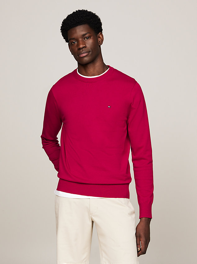 red sweter z okrągłym dekoltem 1985 collection dla mężczyźni - tommy hilfiger