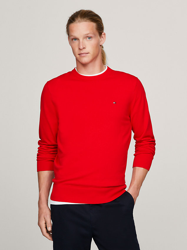 red 1985 collection flag embroidery jumper for men tommy hilfiger
