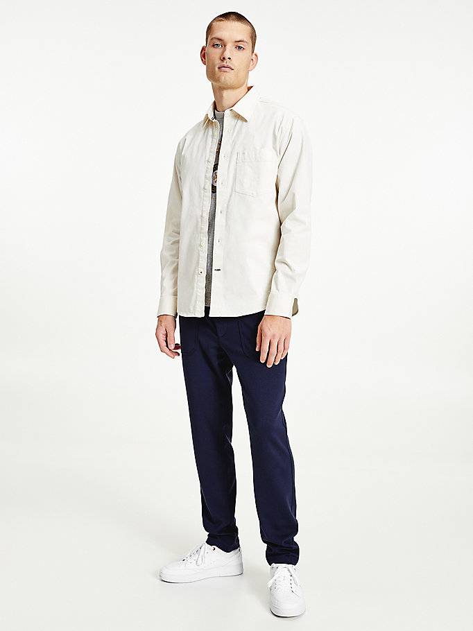 white lightweight twill regular fit overshirt for men tommy hilfiger