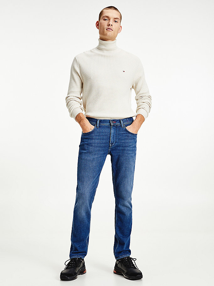 jeans denton straight fit sbiaditi denim da men tommy hilfiger