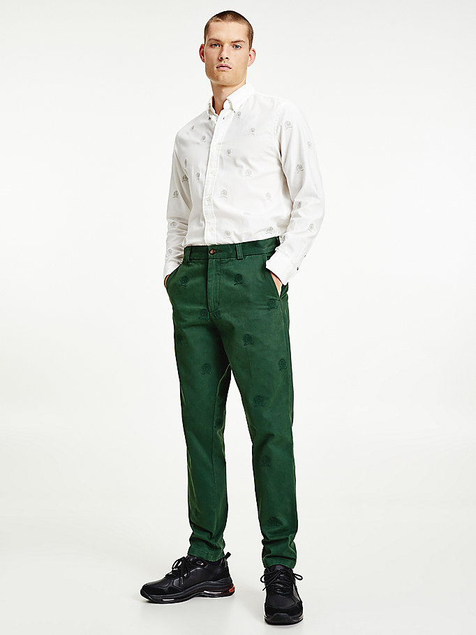 green icons crest embroidery relaxed fit trousers for men tommy hilfiger