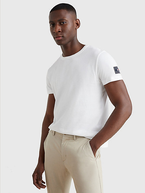 white flag patch sleeve t-shirt for men tommy hilfiger