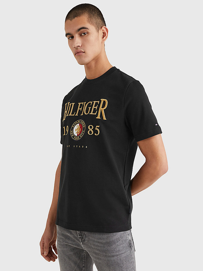 zwart icons relaxed fit t-shirt voor heren - tommy hilfiger