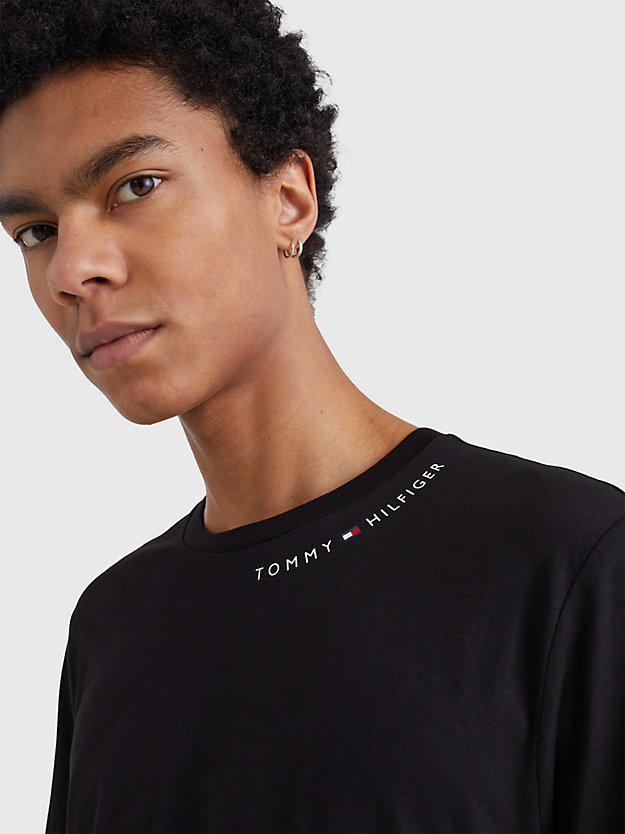 BLACK Organic Cotton Logo T-Shirt for men TOMMY HILFIGER