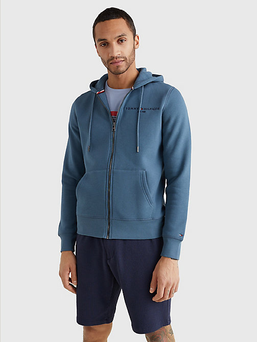 blau logo-hoodie mit reißverschluss für herren - tommy hilfiger