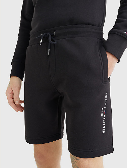 pantalón corto de deporte con cordón y logo negro de mujer tommy hilfiger