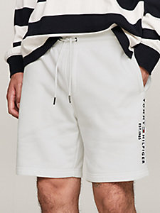 white logo drawstring sweat shorts for men tommy hilfiger
