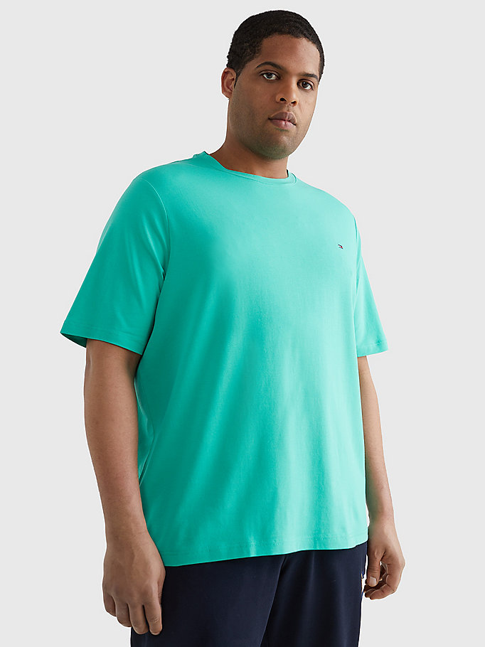 groen plus slim fit t-shirt met stretch voor heren - tommy hilfiger