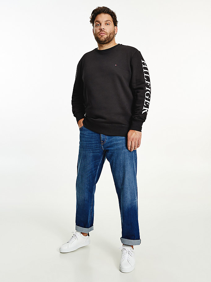 black plus logo sleeve sweatshirt for men tommy hilfiger