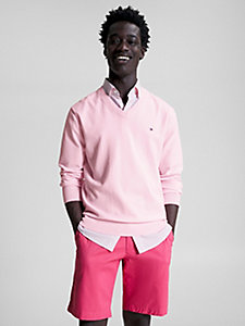 pullover 1985 collection con scollatura a v rosa da uomo tommy hilfiger