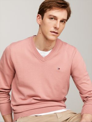 Mens pink v neck sales