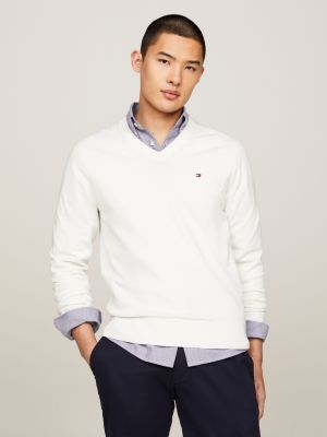 Mens white tommy hilfiger on sale jumper