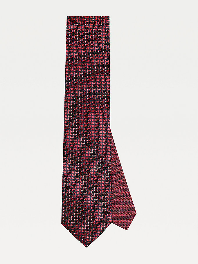 cravate motif géométrique en jacquard de soie rouge pour men tommy hilfiger