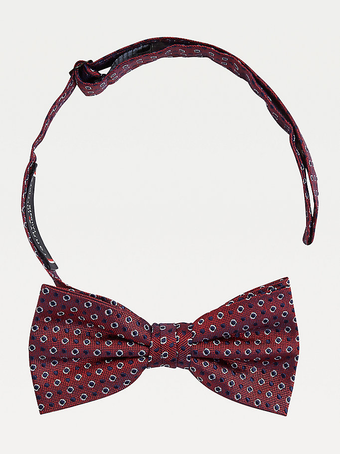 red silk two tone dot bow tie for men tommy hilfiger