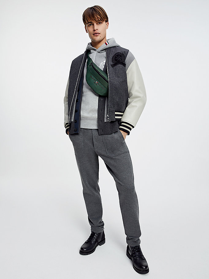 bomber icons relaxed fit in lana con stemma grigio da men tommy hilfiger