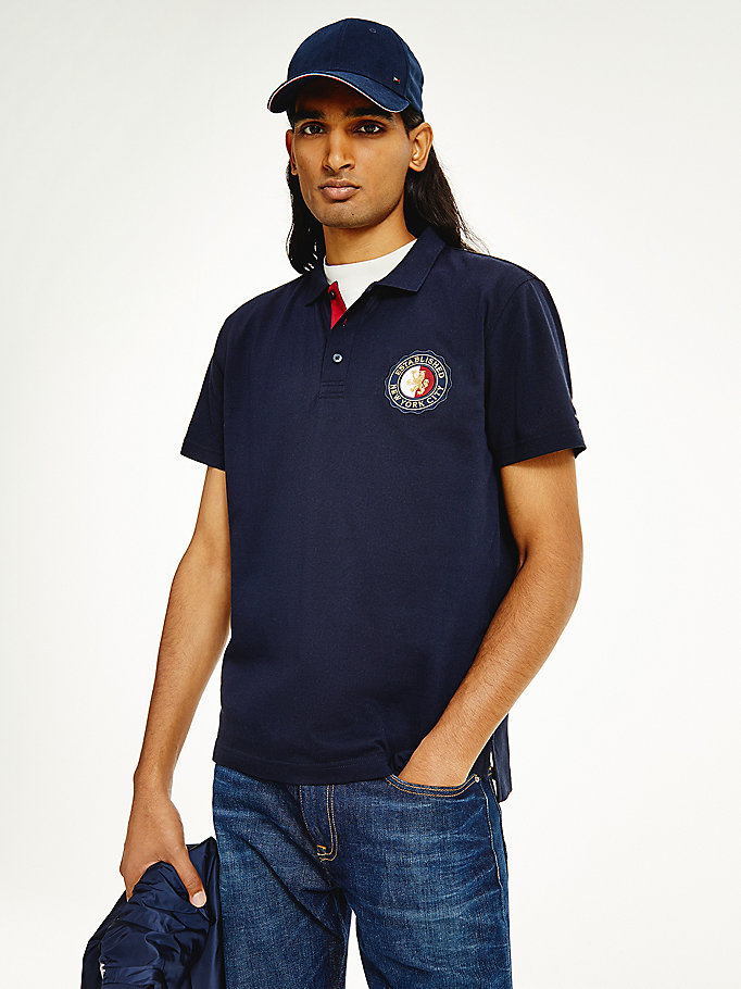 blue icons organic cotton regular fit polo for men tommy hilfiger