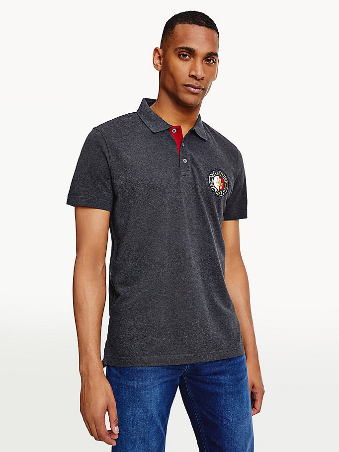 grey icons organic cotton regular fit polo for men tommy hilfiger