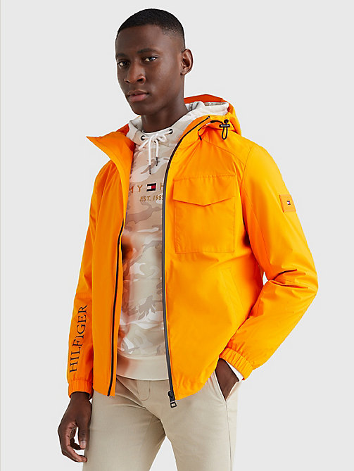 chaqueta con capucha th tech warm naranja de mujer tommy hilfiger