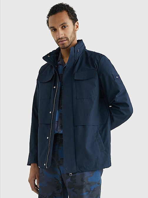 blue th tech stand-up collar jacket for men tommy hilfiger