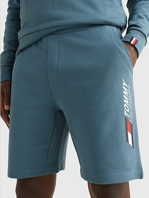 pantalón corto de chándal essential con logo azul de mujer tommy hilfiger