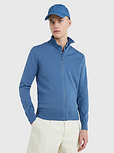 blue 1985 collection zip-thru jumper for men tommy hilfiger