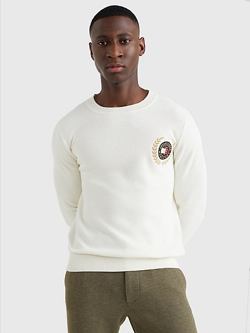 white icons crest embroidery jumper for men tommy hilfiger