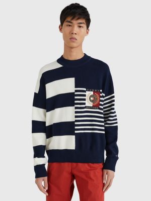TH Flex trui met embleem en strepen | BLAUW | Tommy Hilfiger