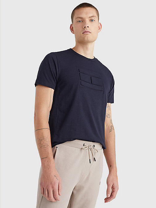camiseta essentials tech con logo azul de mujer tommy hilfiger