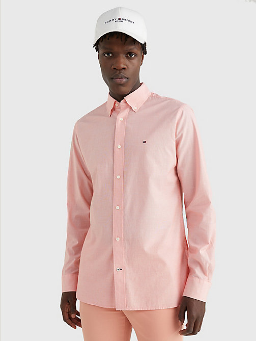 red organic cotton poplin regular fit shirt for men tommy hilfiger