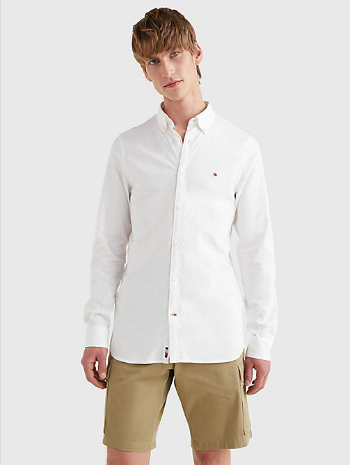 white 1985 collection polygiene slim fit shirt for men tommy hilfiger