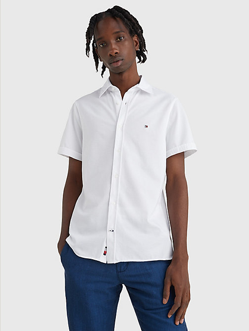 chemise à manches courtes 1985 collection polygiène blanc pour hommes tommy hilfiger