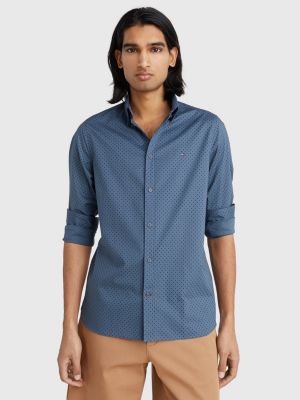 TH Flex slim fit overhemd met polkadot | BLAUW | Tommy Hilfiger