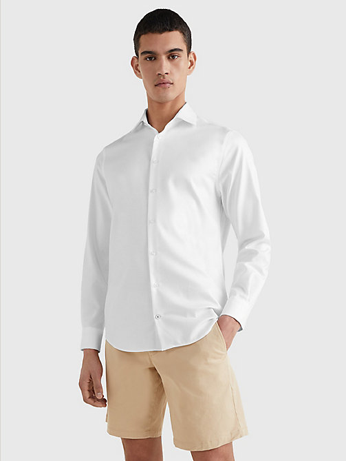 chemise th flex en dobby sans repassage blanc pour men tommy hilfiger