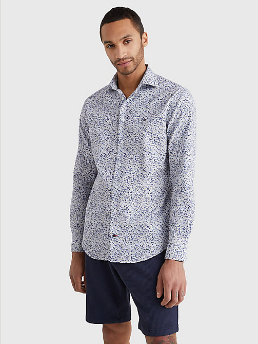blue floral regular fit shirt for men tommy hilfiger