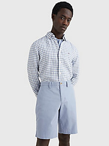 blue gingham regular fit linen shirt for men tommy hilfiger